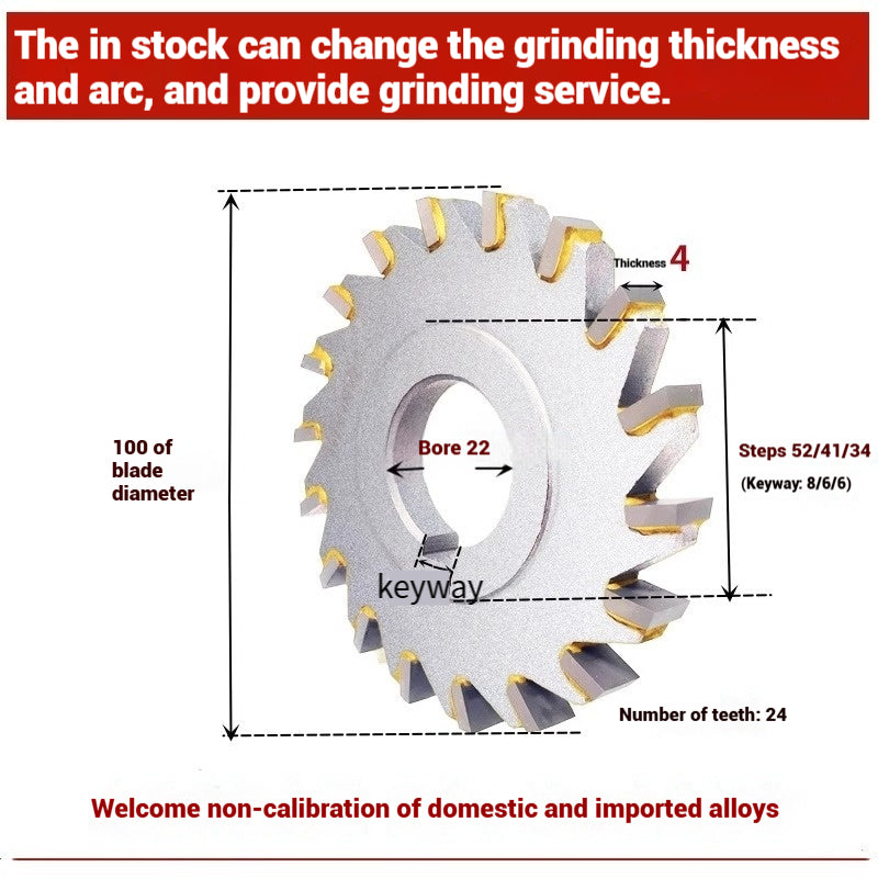 1056-Alloy three-face milling cutter can be customized tungsten steel 63 80 100 125 YW2 steel parts milling slot welding disk cutter Shandong Denso Pricision Tools Co.,Ltd.